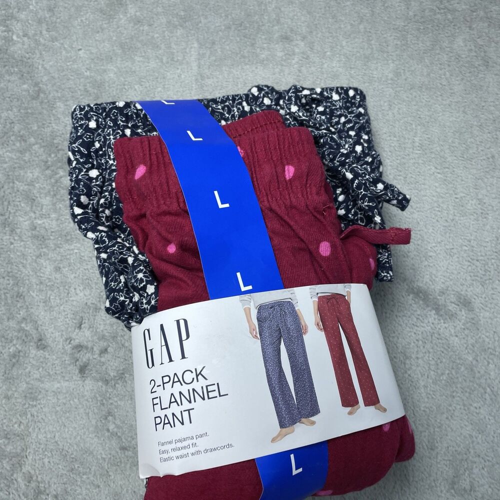 GAP Women's L 2-Pack Flannel Pajama Pants Navy/Red H1061 - Picture 2 of 5